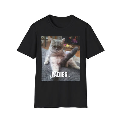 Funny cat meme graphic tee back view unisex cotton