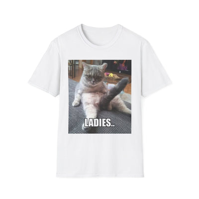 Funny cat meme t-shirt with grumpy cat saying ladies graphic tee front view